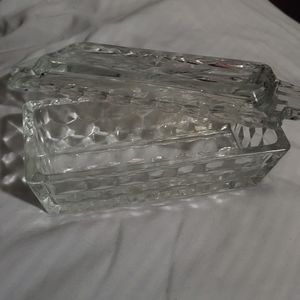 ANTIQUE GLASS BUTTER DISH 1915 vintage glass